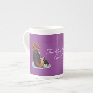 very cute puppy beagle with mum dog bone china mug