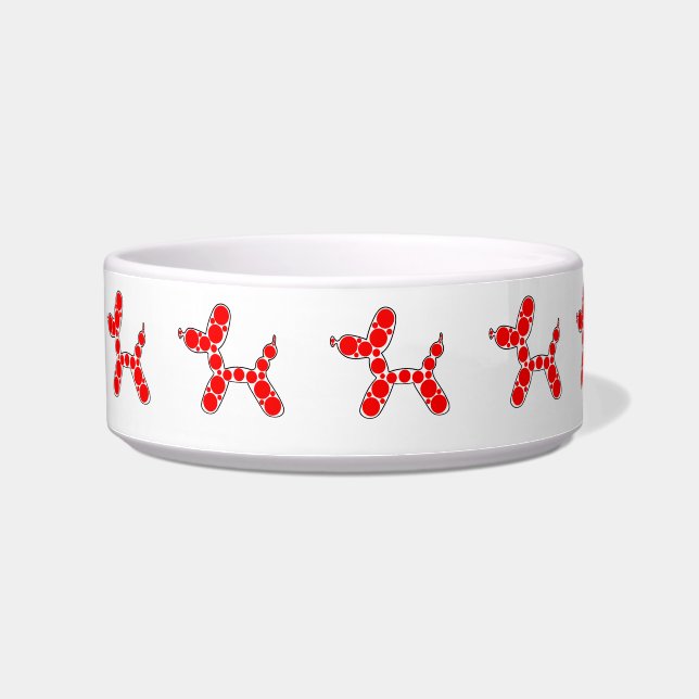 Very Cute Red Balloon Dog Design Pet Bowl (Left)