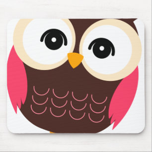 Very Cute Retro Girl Owl Mouse Mat