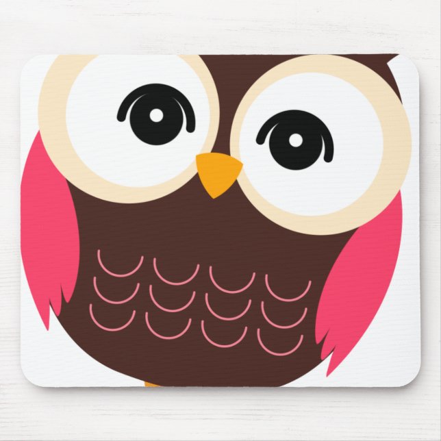 Very Cute Retro Girl Owl Mouse Mat (Front)