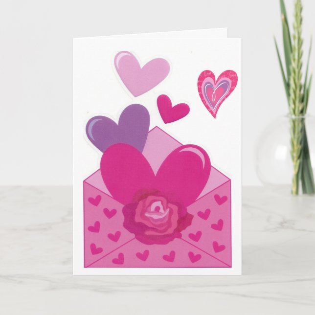 Very cute Valentine card with lots of Hearts (Front)