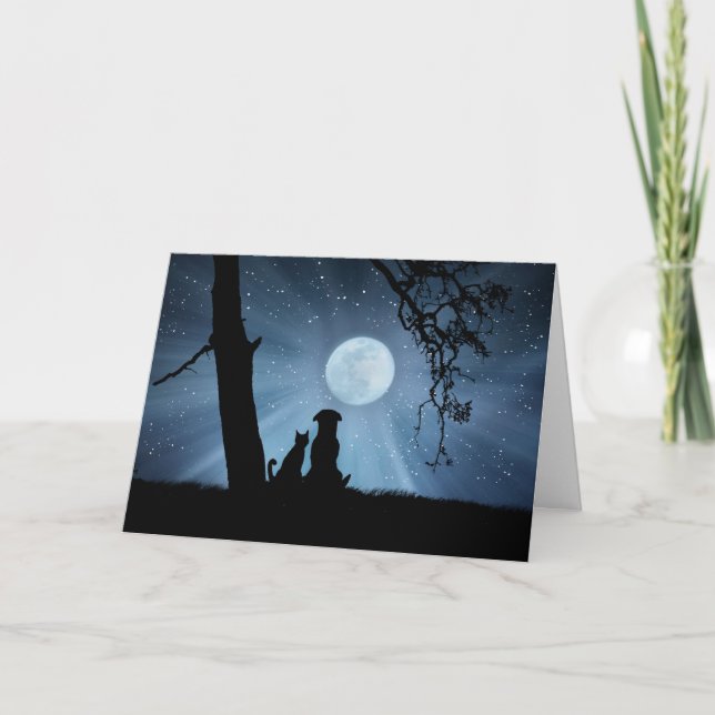 Very Cute Winter Solstice Dog and Cat Blessings Card (Front)