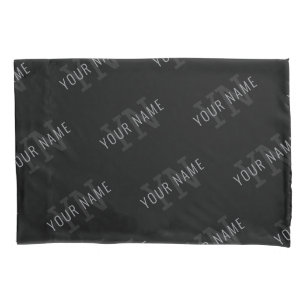 Very Dark Grey & Black Monogram Name Pattern Pillowcase
