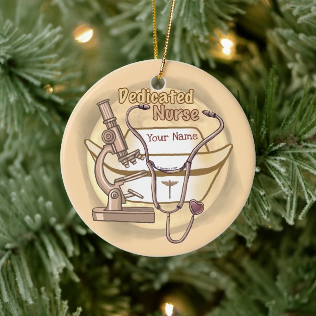 Very dedicated nurse  ceramic tree decoration (Tree)
