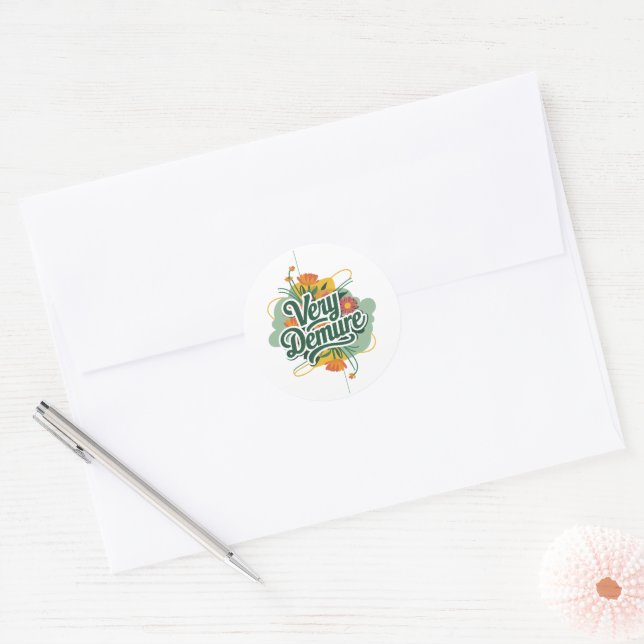 Very Demure Very Mindful Trend Demure & Mindful  Classic Round Sticker (Envelope)