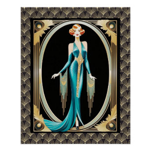 Very Elegant Art Deco Lady. Poster