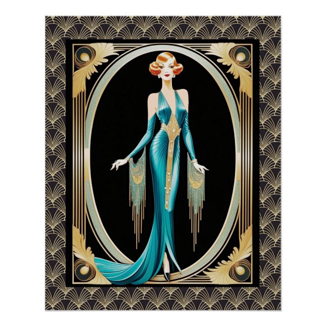 Very Elegant Art Deco Lady. Poster (Front)