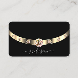 Very Elegant Black and Gold Sparkling Diamonds Business Card