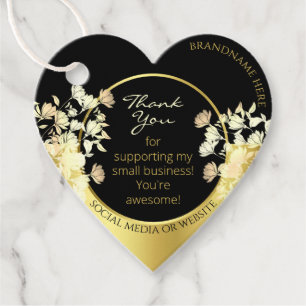 Very Elegant Black Floral and Gold Frame Thank You Favour Tags