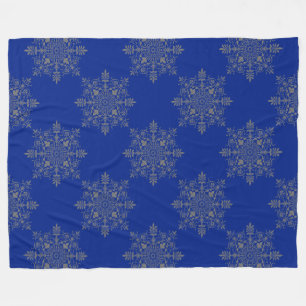 Very Elegant Damask Pattern Royal Blue Fleece Blanket