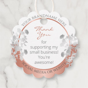 Very Elegant Floral White and Rose Gold Product Favour Tags