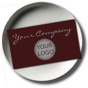 Very Elegant Maroon Grey Coloured Style with Logo Business Card