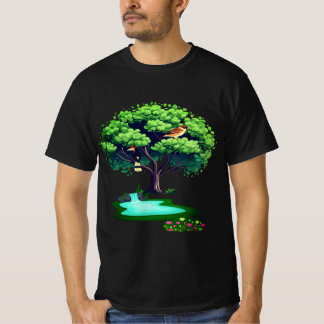 Very elegant natural tree and birds nature T-shir T-Shirt