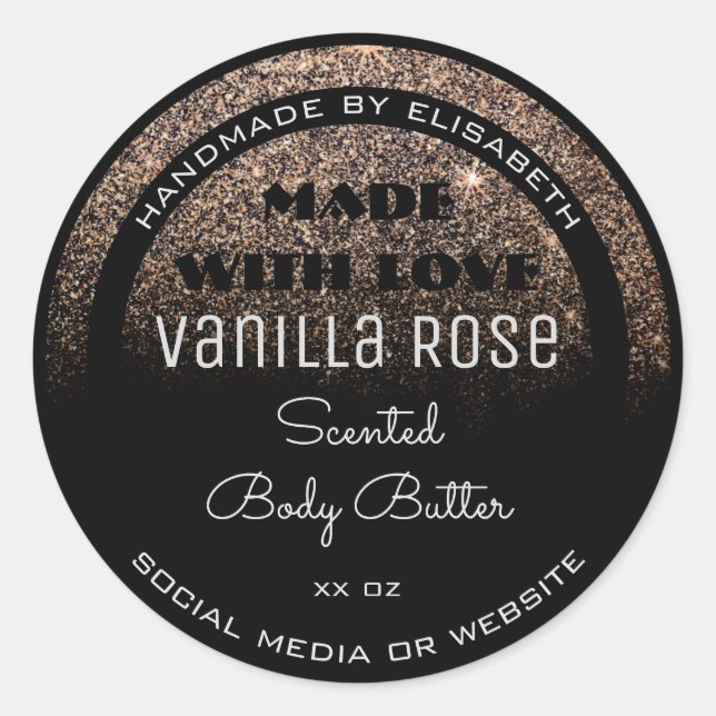 Very Elegant Product Label Black Gold Glitter Rain (Front)