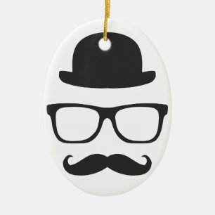 Very English Moustache Ceramic Tree Decoration