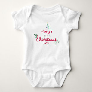 Very first Christmas custom name and year Baby Bodysuit