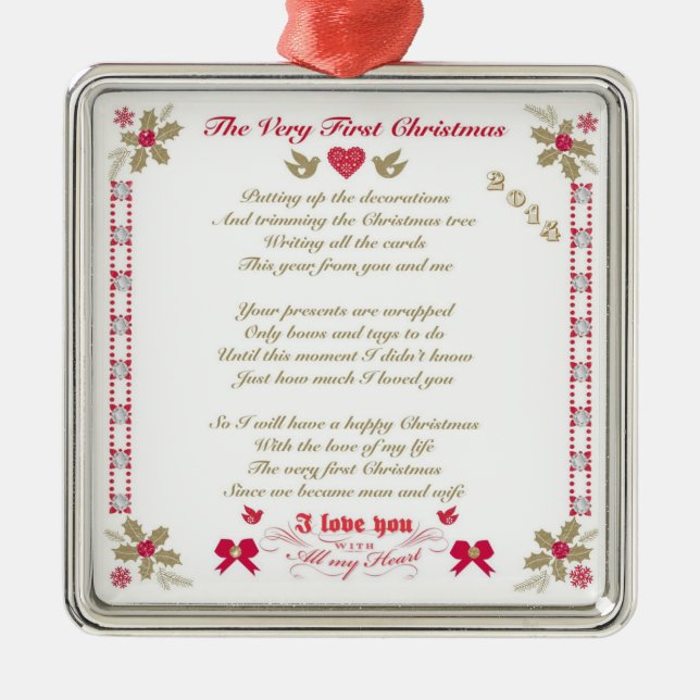 Very First Christmas Dated Husband/Wife Ornament (Front)