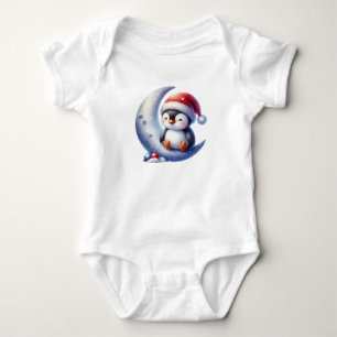 Very Friendly Christmas Penguin Baby Bodysuit