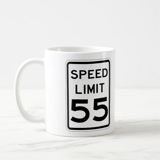 Very Fun 55 MPH Road Sign Coffee Cup (Left)