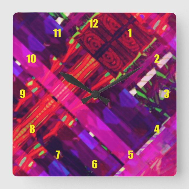 Very Fun and Unusual Abstract Square Wall Clock (Front)