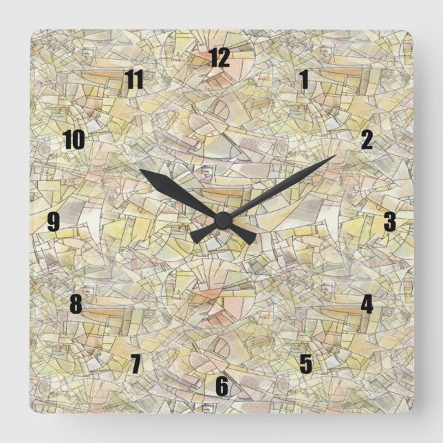 Very Fun and Unusual Abstract Squares Square Wall Clock (Front)