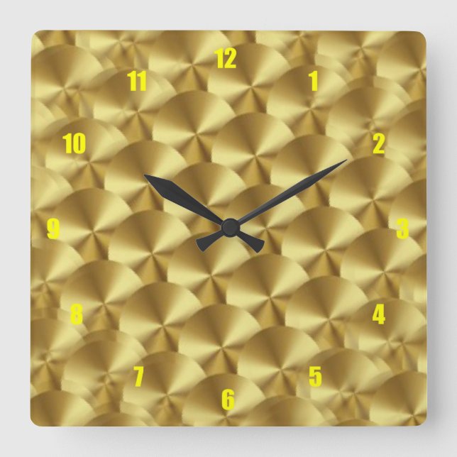 Very Fun and Unusual Gold Leaf Square Wall Clock (Front)