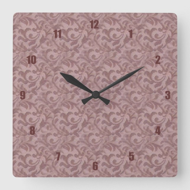 Very Fun and Unusual Pink Paisley Square Wall Clock (Front)