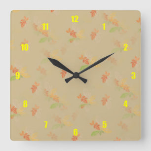 Very Fun and Unusual Sponge Painted Flowers Square Wall Clock