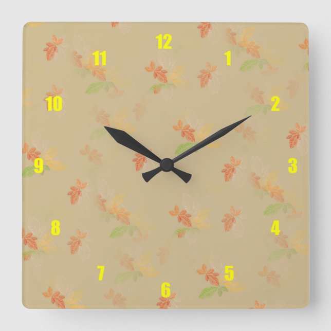 Very Fun and Unusual Sponge Painted Flowers Square Wall Clock (Front)