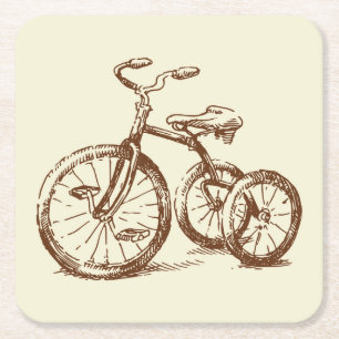 Very Fun Antique TriCycle Sketch Coaster Set