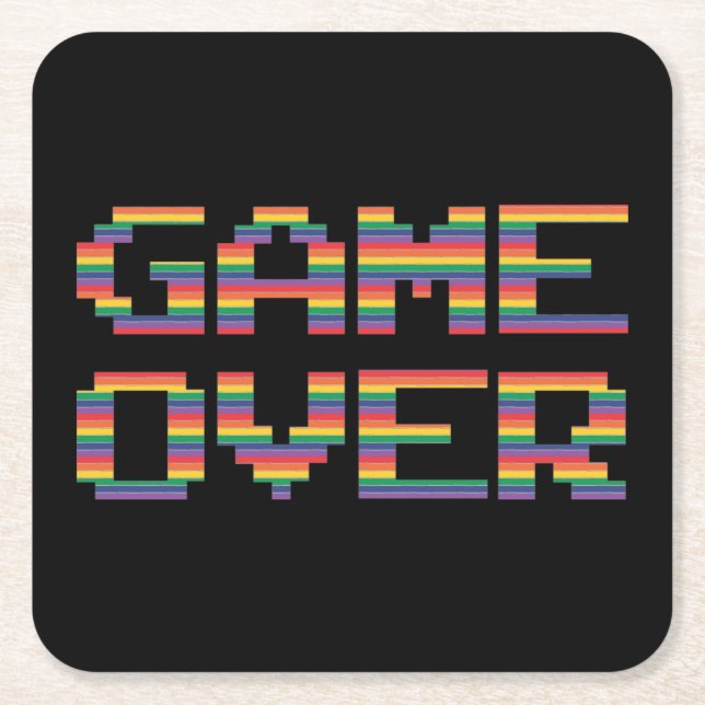 Very Fun Classic Arcade GAME OVER Square Paper Coaster (Front)