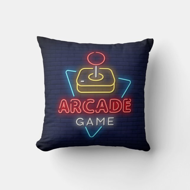 Very Fun Classic Arcade Game w/Joystick Neon Cushion (Front)