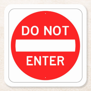 Very Fun Classic DO NOT ENTER Sign Coaster Set