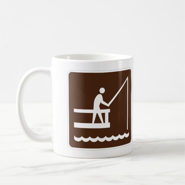 Very Fun Classic Fishing Pier Sign Coffee Mug (Left)