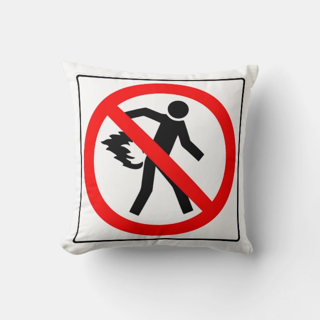Very Fun Classic No Fart Image Sign Throw Pillow (Front)