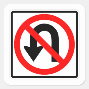 Very Fun Classic No U Turn Sign Sticker Set