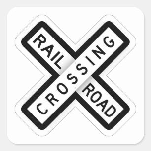 Very Fun Classic Rail Road Crossing Sign Square Sticker