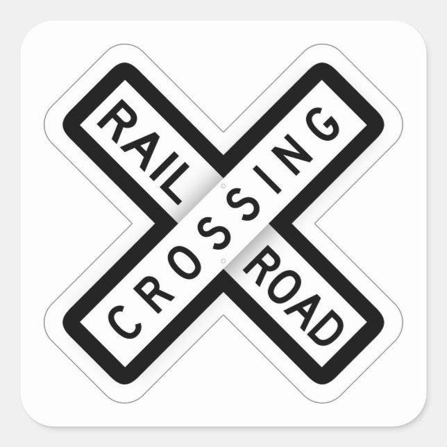 Very Fun Classic Rail Road Crossing Sign Square Sticker (Front)