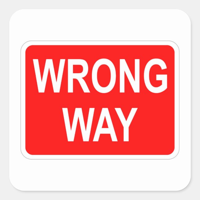 Very Fun Classic Wrong Way Sign Sticker Set (Front)