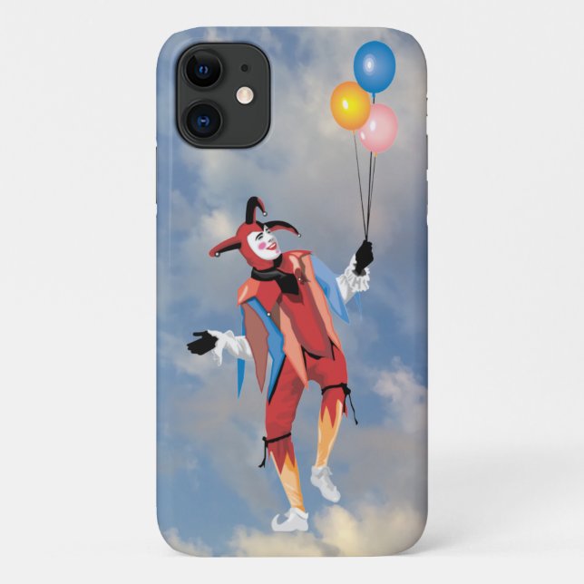 Very Fun Clown Jester with Balloons iPhone Case (Back)