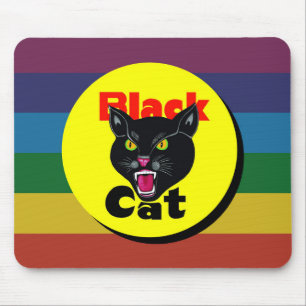 Very Fun & Colourful Black Cat Mouse Mat