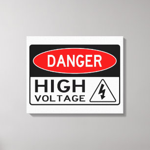 Very Fun Danger High Voltage Sign Canvas Print