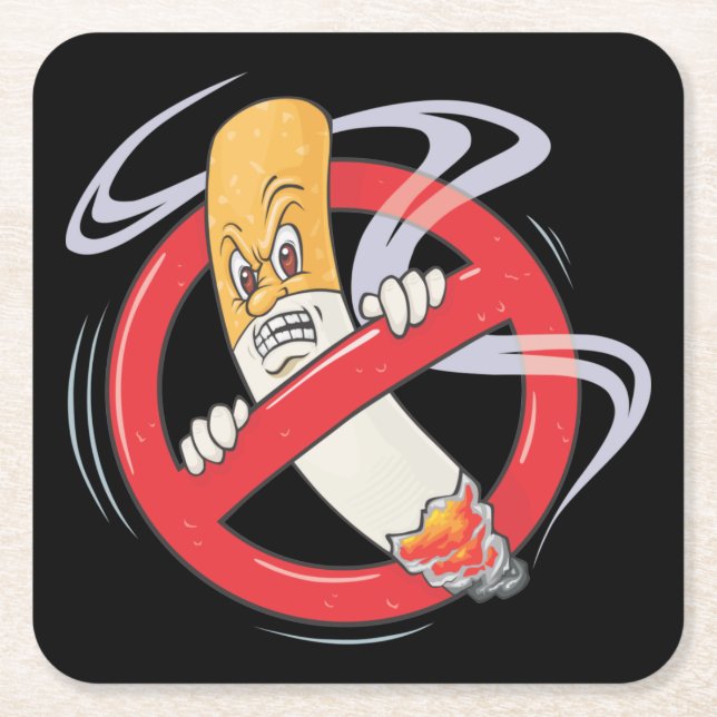 Very Fun NO SMOKING Sign Square Paper Coaster (Front)