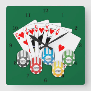 Very Fun Royal Straight Flush Casino Wall Clock