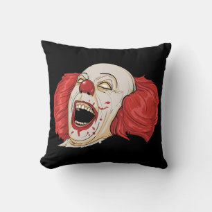 Very Fun SCARY Clown Face Throw Pillow