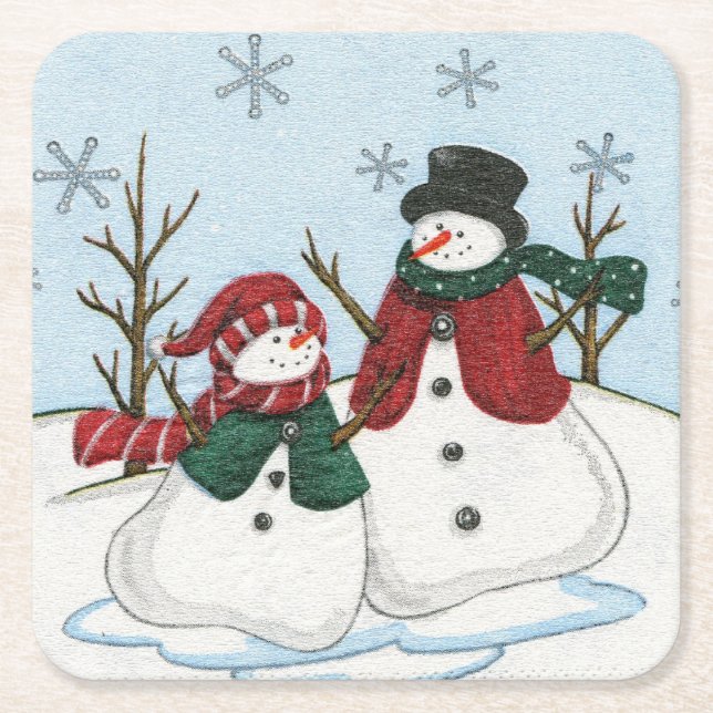Very Fun Snowmen Christmas Coaster Set (Front)