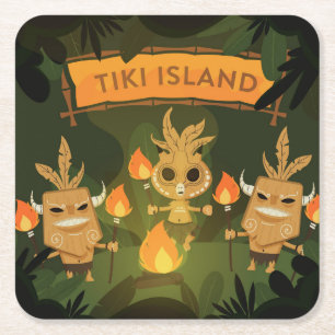 Very Fun Tiki Island Coaster Set