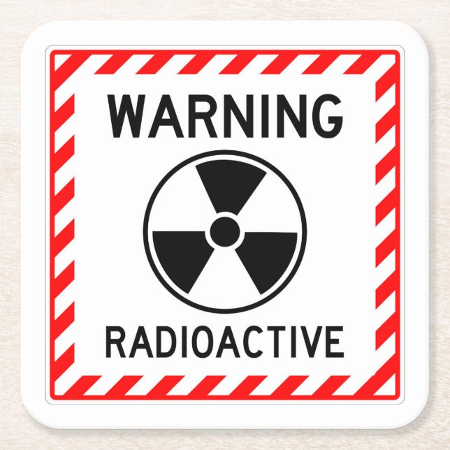 Very Fun WARNING RADIOACTIVE Sign Coaster Set (Front)