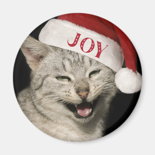 Very Funny  Santa Cat Laugh Photo Christmas Magnet