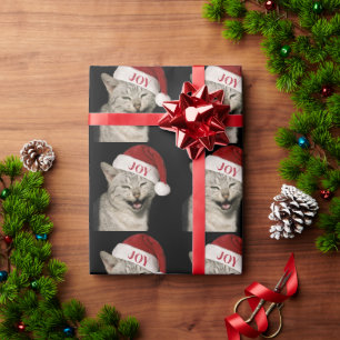 Very Funny Santa Cat Laugh Photo Christmas Wrapping Paper
